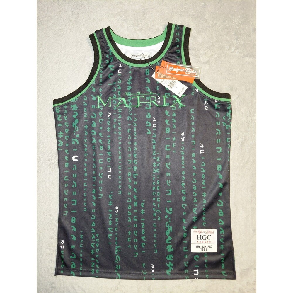 Headgear Classics Matrix Large Basketball Tank Jersey Black Neo #1 Movie 1999